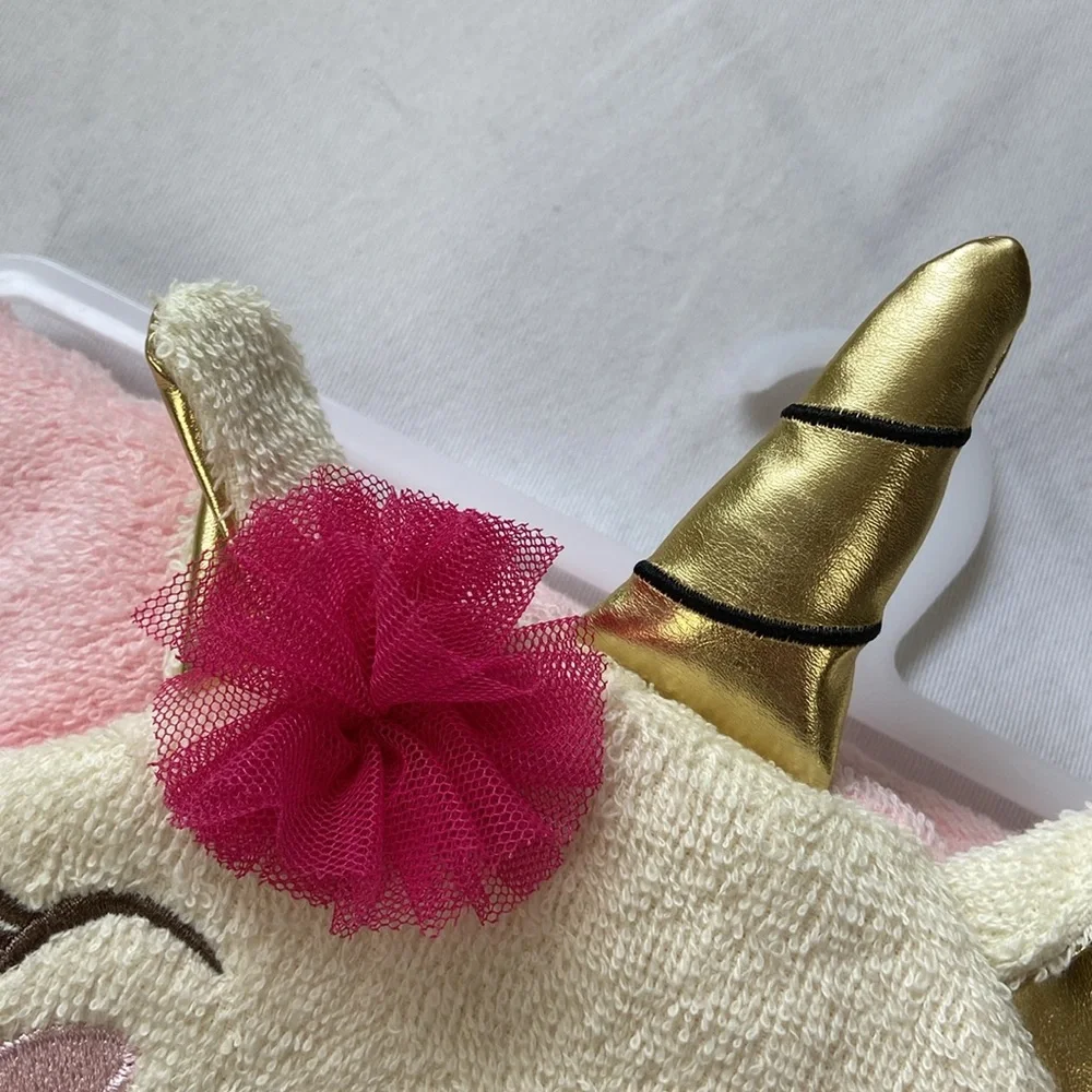 NWT Baby hooded towel Pink Unicorn Luvable Friends 33”x33” super soft cotton